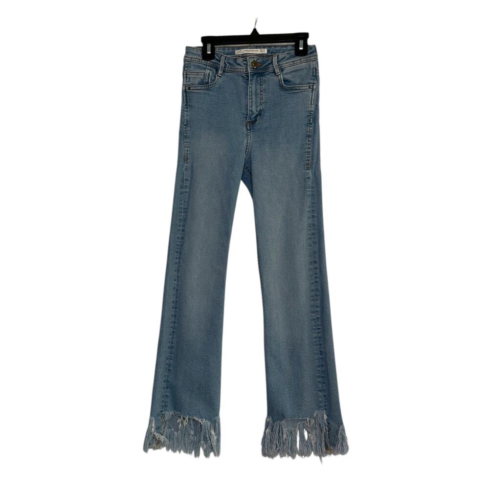Zara Blue Frayed Hem Jeans size 2